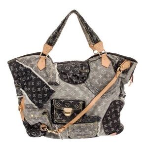 Louis Vuitton XL Neo cabby distressed denim patchwork tote/shoulder bag